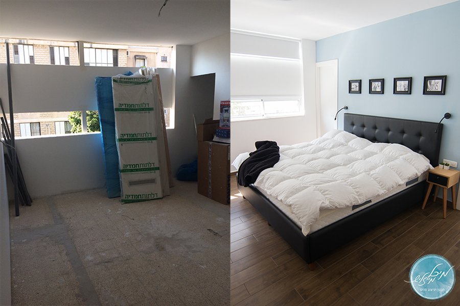 לפני ואחרי- חדר שינה בדירה ישנה