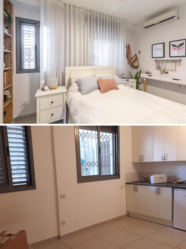 לפני ואחרי - חדר השינה